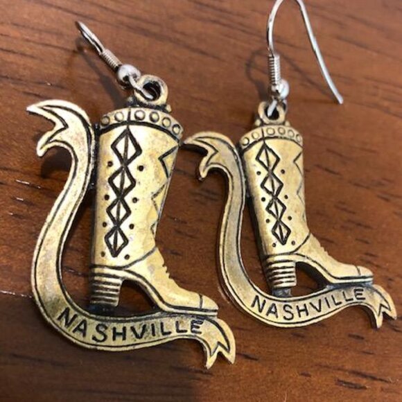 Nashville Boots Drop Earrings. - Picture 1 of 7